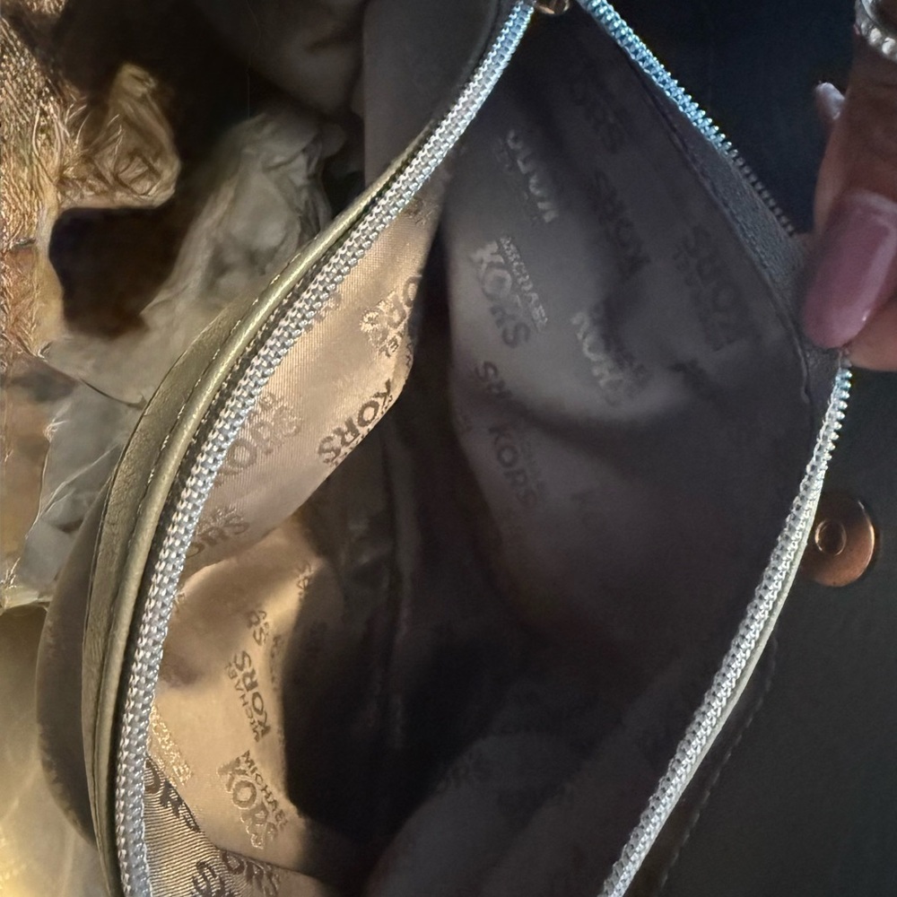 Michael Kors Gray Pebbled Leather Satchel w/ Gold Hardware - Picture 3 of 6